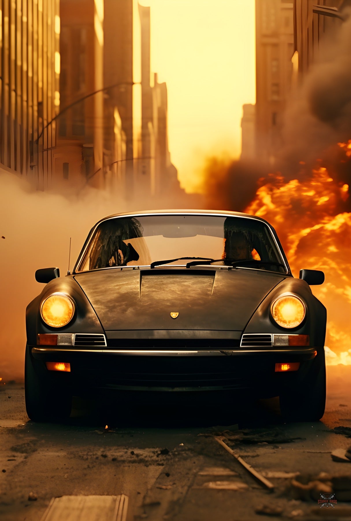 Porsche on fire-Stance Bros