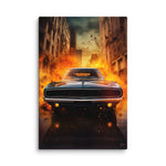 Black Challenger on fire (Canvas)