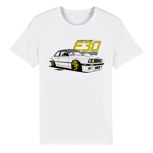 White BMW E30 T-shirt-Stance Bros