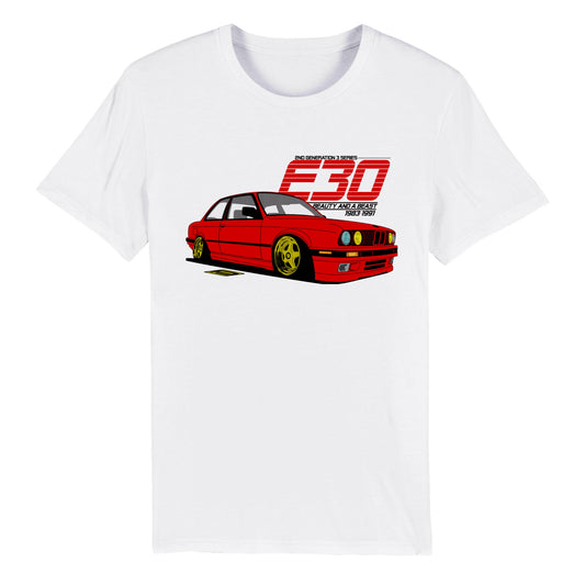 Red BMW E30 T-shirt-Stance Bros