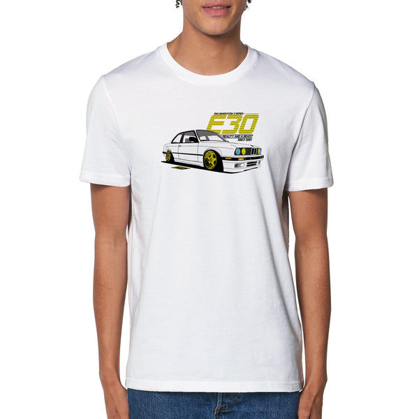 White BMW E30 T-shirt-Stance Bros