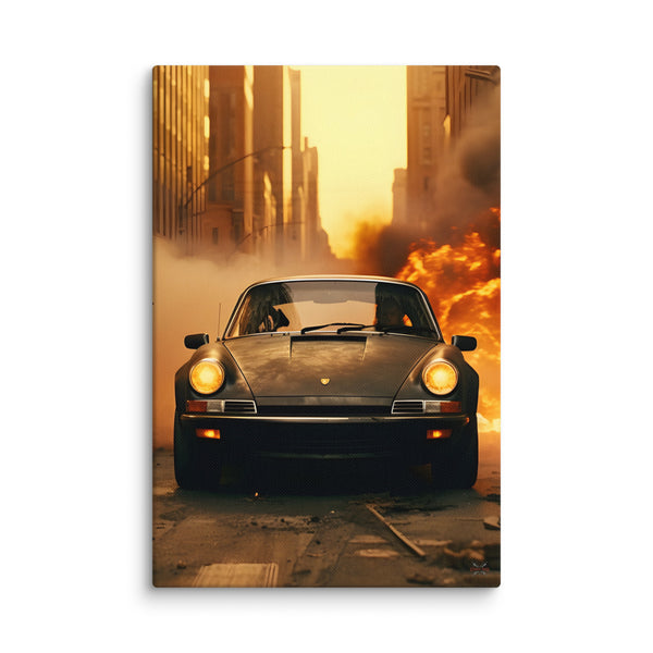 Porsche on fire (Canvas)